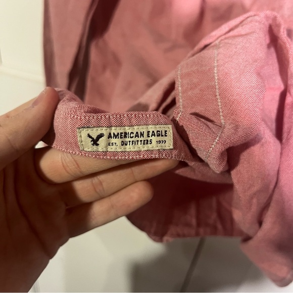 American Eagle Men's Button Down Shirt Dusty Rose Pink Long Sleeve Size XXL - Picture 7 of 9